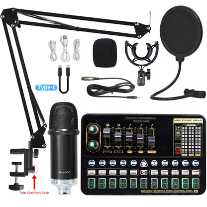 Live Broadcast Sound Card Set with Condenser Microphone