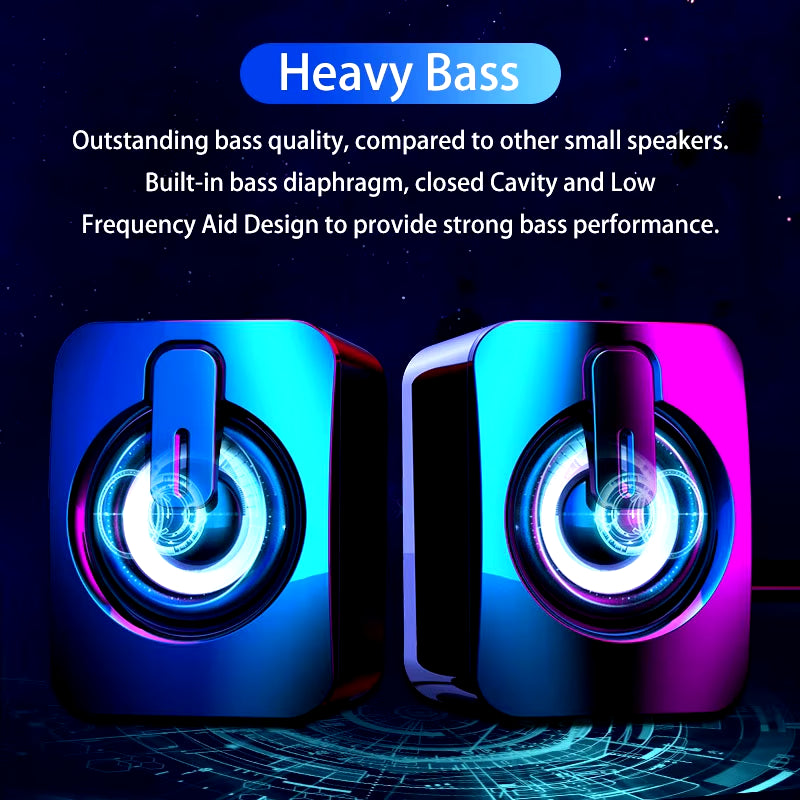 New Computer Speakers PC Sound Box HIFI Stereo Microphone USB Wired Caixa De Som with LED Light for Desktop Wholesale Subwoofer