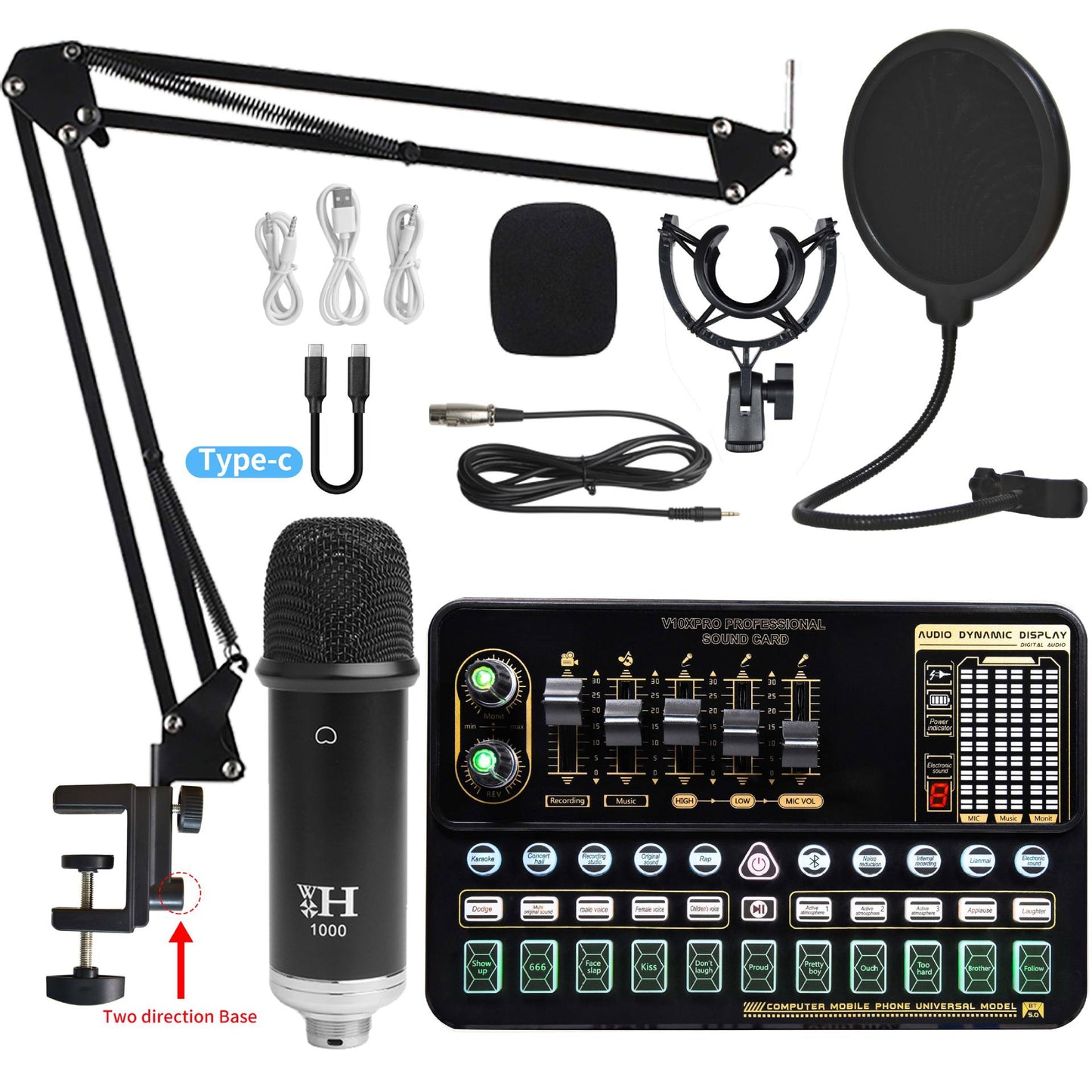 Live Broadcast Sound Card Set with Condenser Microphone