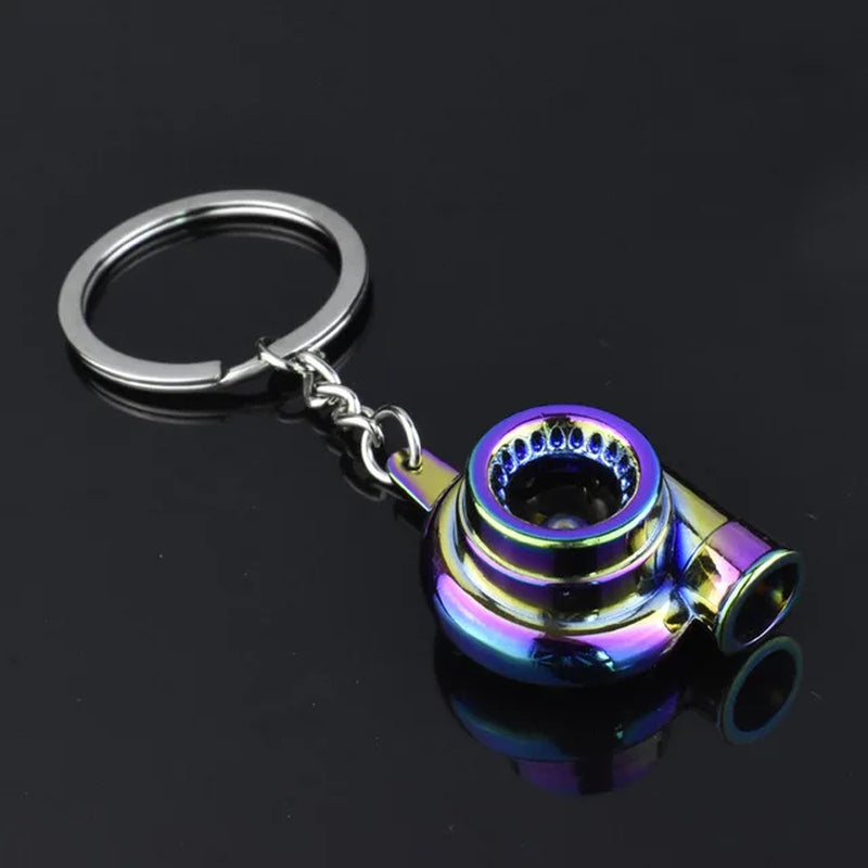 Mini Turbo Turbocharger Keychain Spinning Turbine Key Chain Ring Keyring Keyfob Car Keyring Car Interior Accessories