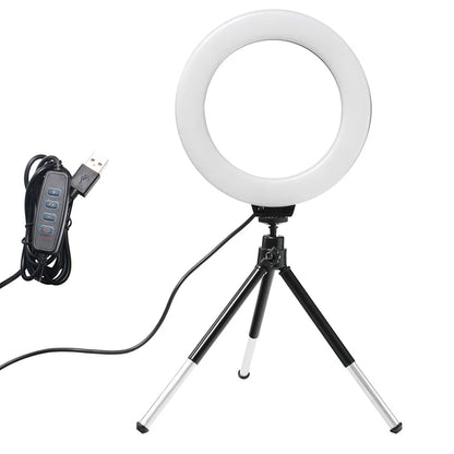 6Inch Ring Light with Tripod Led Bright Ring Lamp Light Rim Song Lighting for Photography Selfie Ringlight Right Ligth