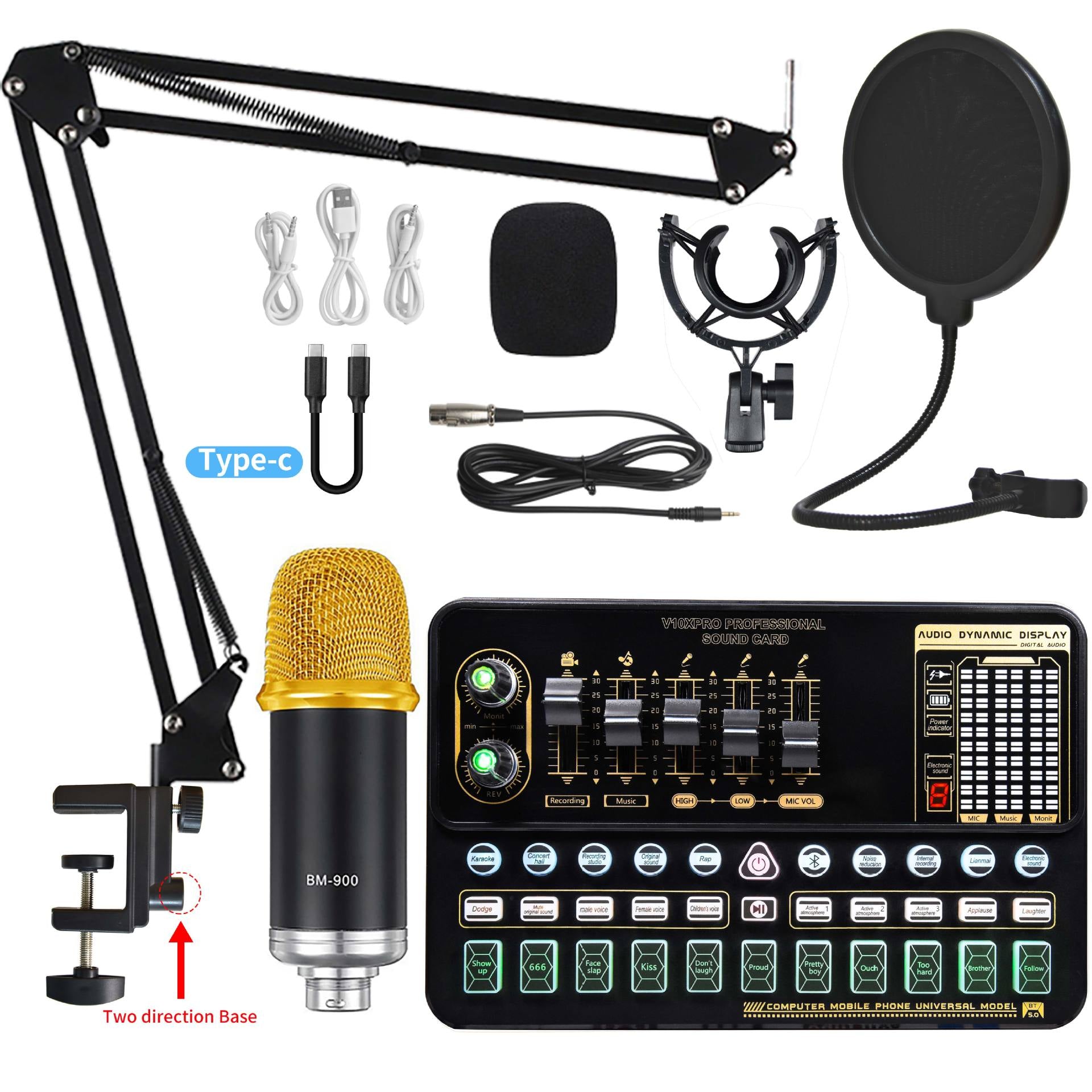 Live Broadcast Sound Card Set with Condenser Microphone