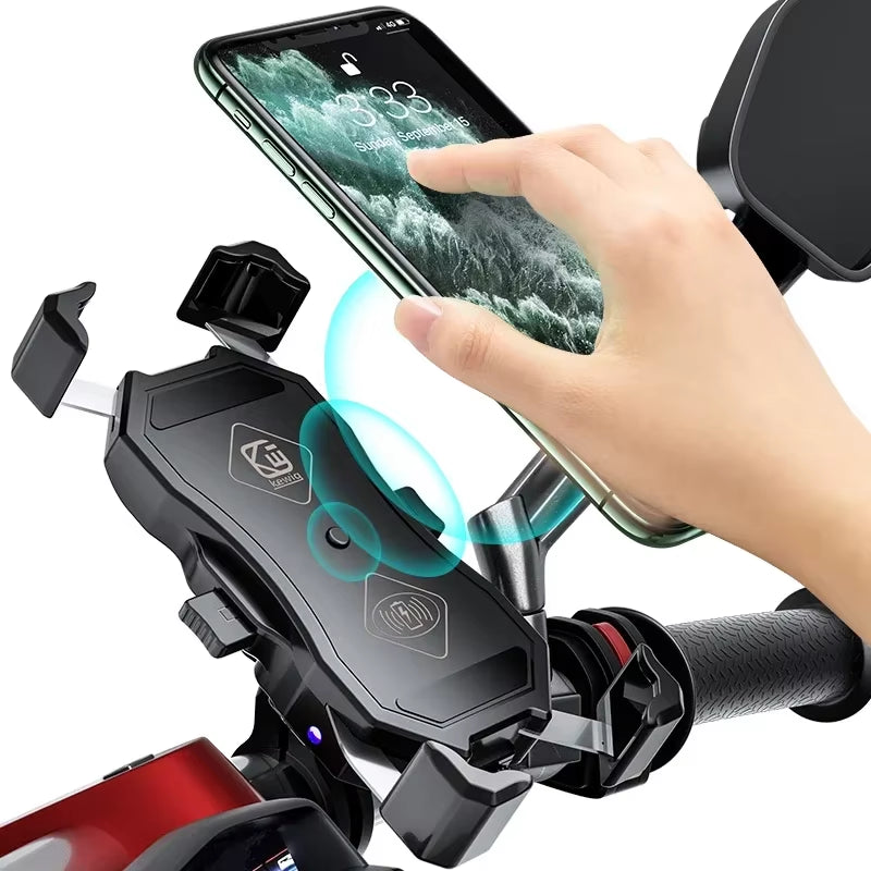 Motorcycle Phone Holder Fast Wireless Charging Quick USB Charger Moto Motorbike Mirror Stand Support Cellphone Handlebar Mount