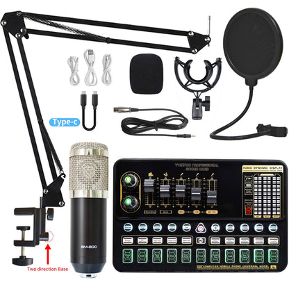 Live Broadcast Sound Card Set with Condenser Microphone