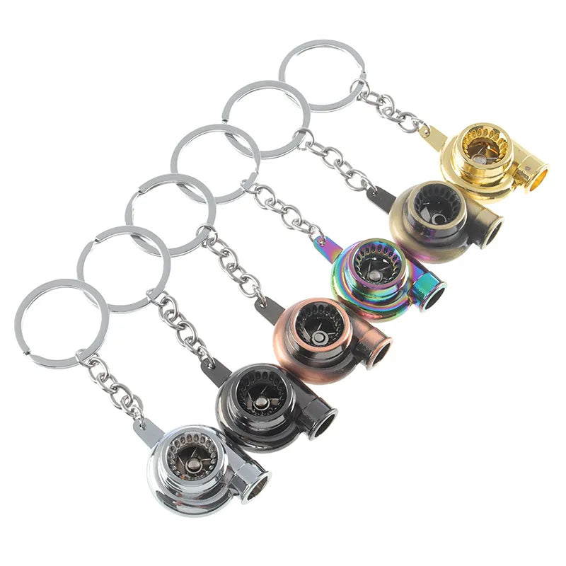 Mini Turbo Turbocharger Keychain Spinning Turbine Key Chain Ring Keyring Keyfob Car Keyring Car Interior Accessories