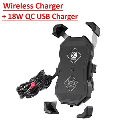 Motorcycle Phone Holder Fast Wireless Charging Quick USB Charger Moto Motorbike Mirror Stand Support Cellphone Handlebar Mount