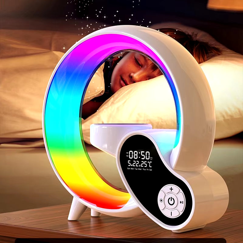 Multifunction Wireless Charger Pad Stand Speaker TF RGB Night Light Fast Charging Station for Iphone Xiaomi Huawei