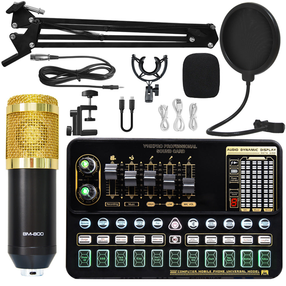 Live Broadcast Sound Card Set with Condenser Microphone