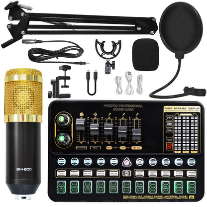 Live Broadcast Sound Card Set with Condenser Microphone