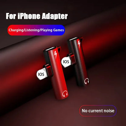 2 in 1 Audio Headphone Charging Dual Adapter Splitter for Iphone XR XS X 7 8 plus for 3.5Mm Jack/Lighting Jack to Earphone AUX Cable Connector