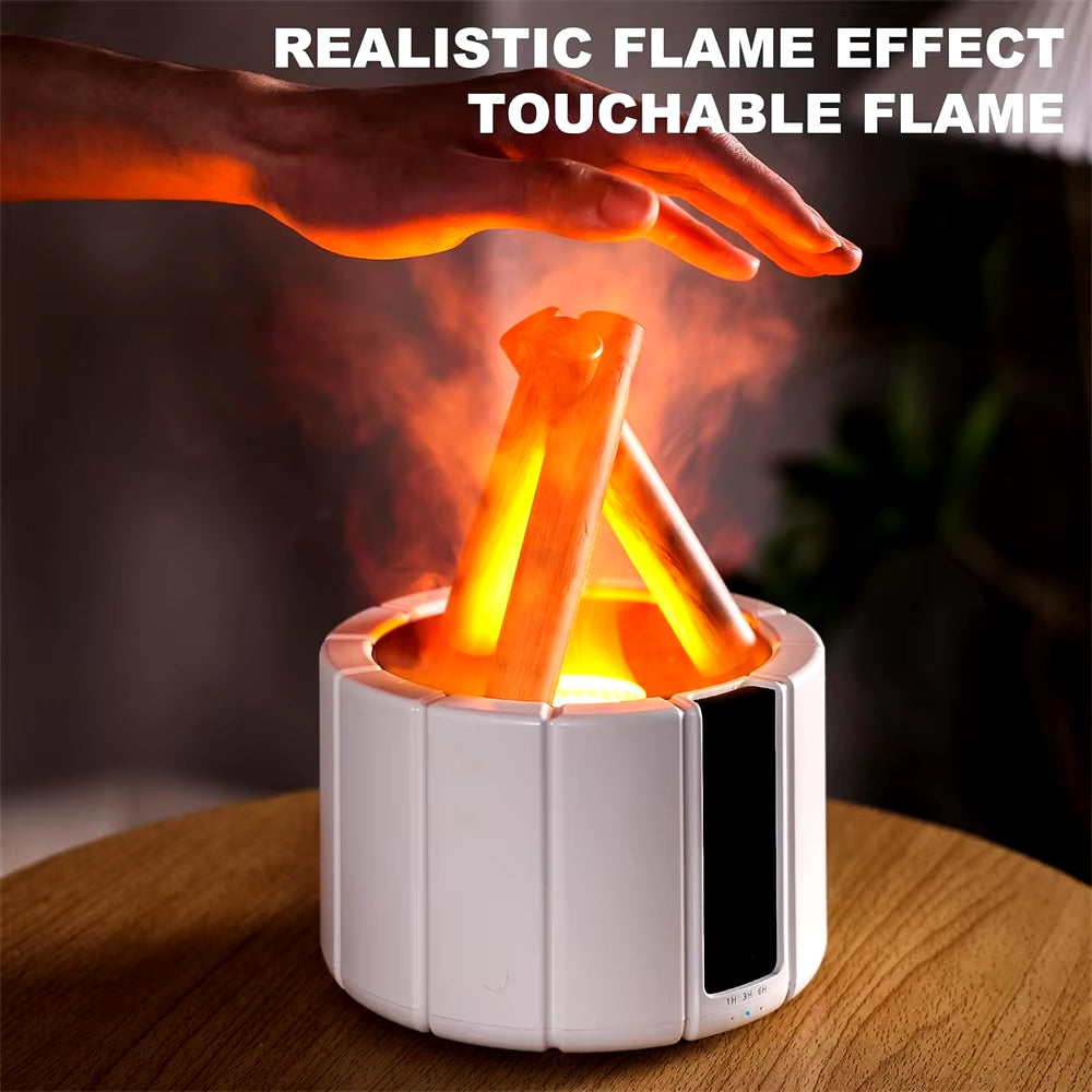 Simulated Flame Aroma Diffuser Bonfire Air Humidifier Ultrasonic Cool Mist Maker Fogger LED Essential Oil Lamp Difusor Dropship