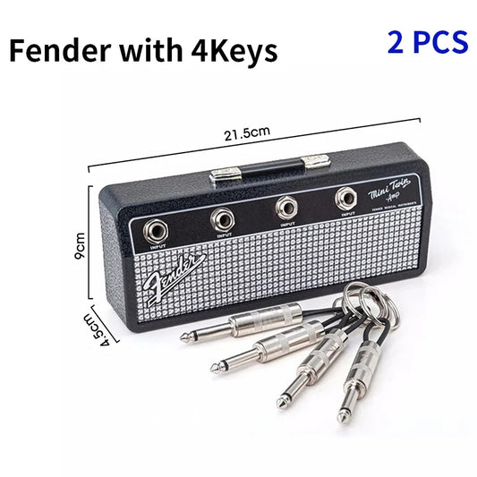 Music Key Storage Frame Fender Guitar Wall Mount Key Ring Holder Vintage Vintage Amp Key Ring Holder Home Decoration Gift 2.0