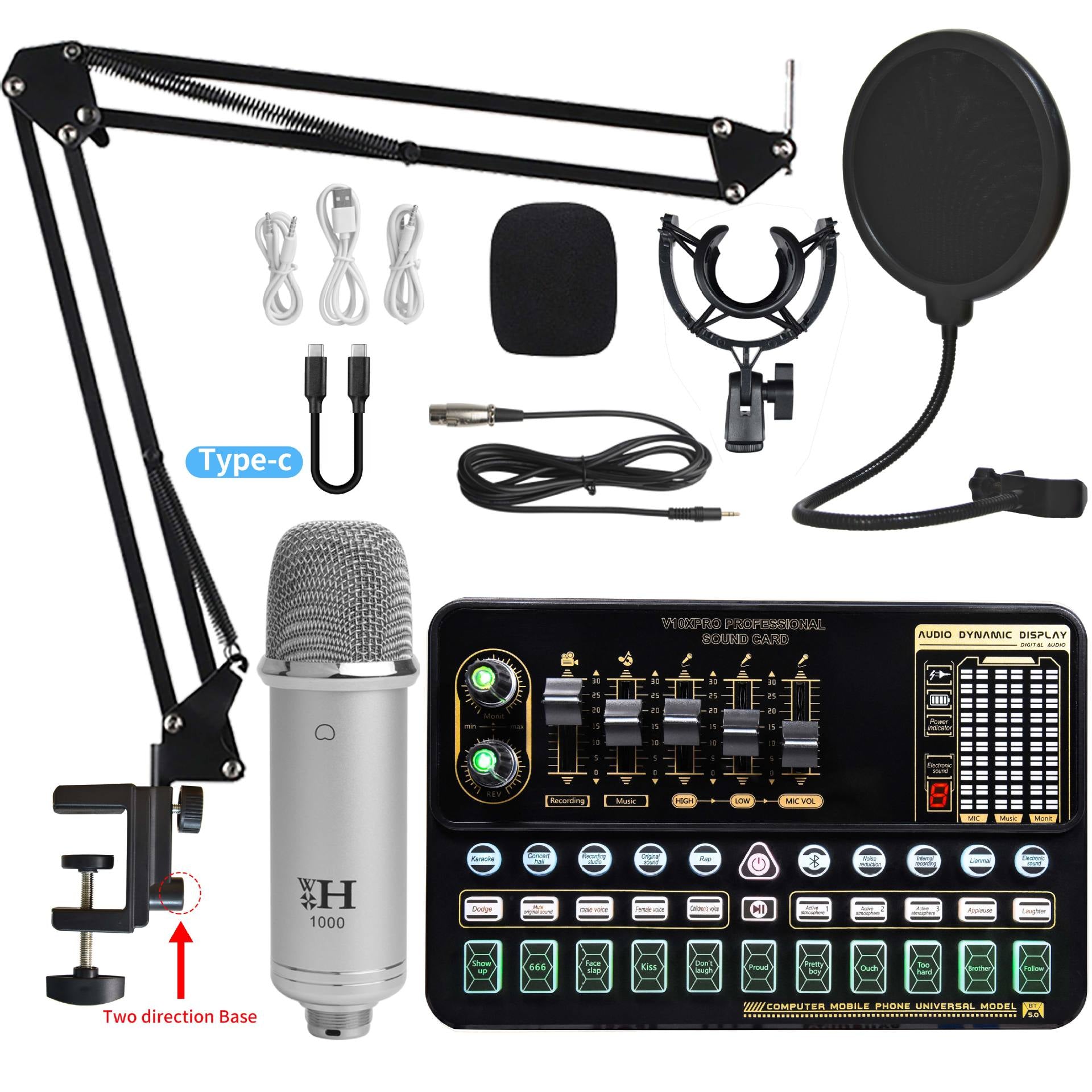 Live Broadcast Sound Card Set with Condenser Microphone