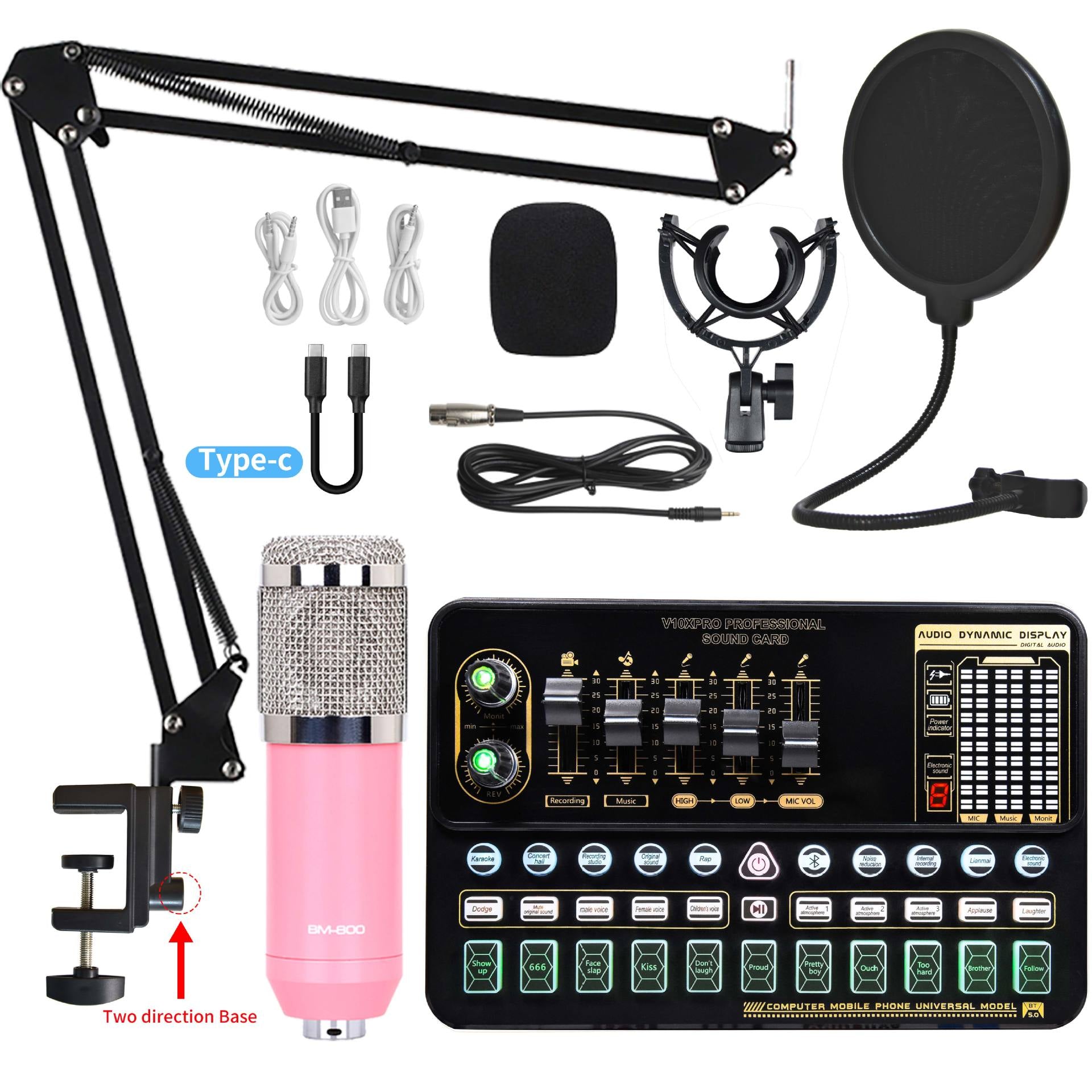 Live Broadcast Sound Card Set with Condenser Microphone