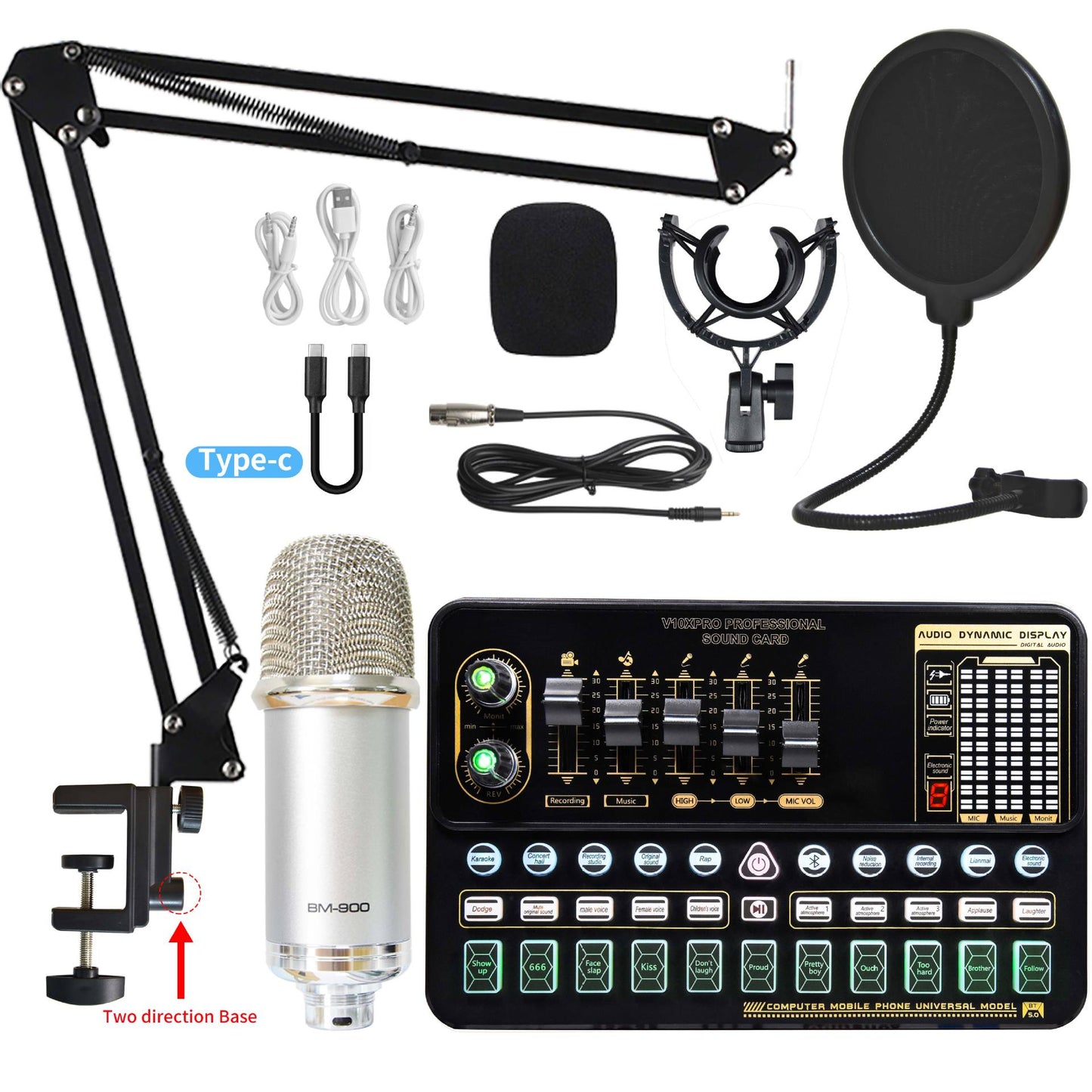 Live Broadcast Sound Card Set with Condenser Microphone