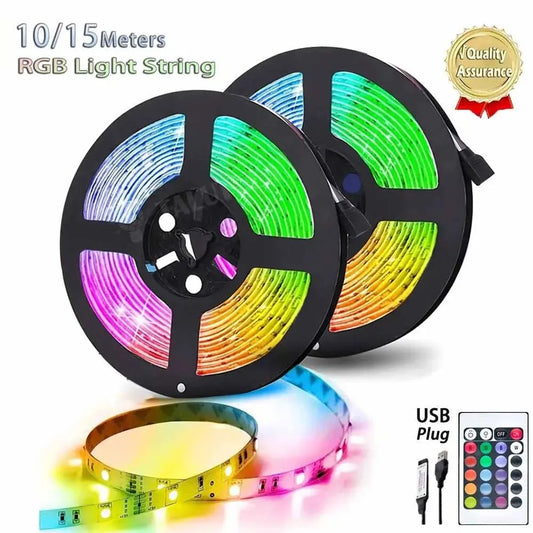 LED Strip Lights 10M 15M USB 24-Key Infrared Remote Control RGB Multi-Color Christmas Holiday Lights Room Decoration LED Strip