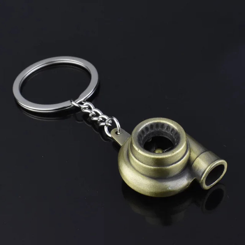 Mini Turbo Turbocharger Keychain Spinning Turbine Key Chain Ring Keyring Keyfob Car Keyring Car Interior Accessories