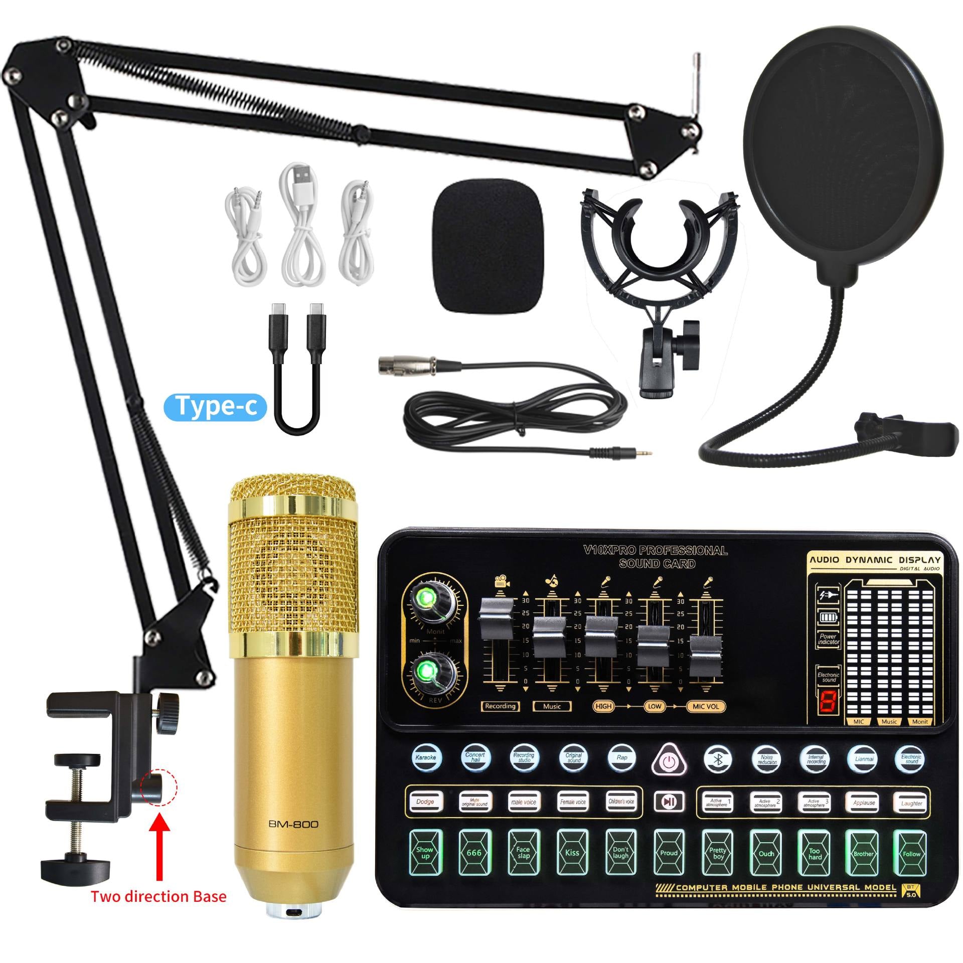 Live Broadcast Sound Card Set with Condenser Microphone