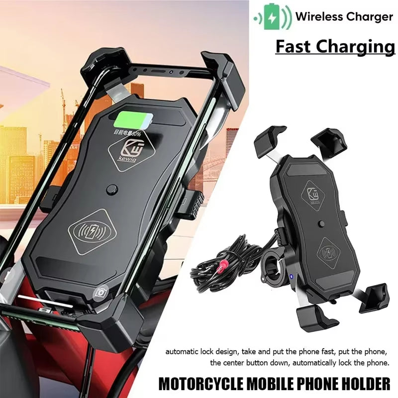 Motorcycle Phone Holder Fast Wireless Charging Quick USB Charger Moto Motorbike Mirror Stand Support Cellphone Handlebar Mount