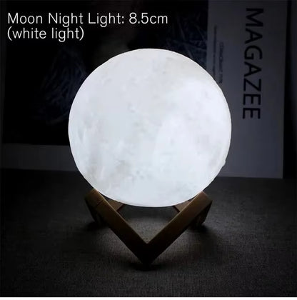 C5 8Cm Moon Night Lights Led Lamp Battery Powered with Stand Starry Lamp Bedroom Room Decor Kids Moon Lamp Xmas Holiday Gifts