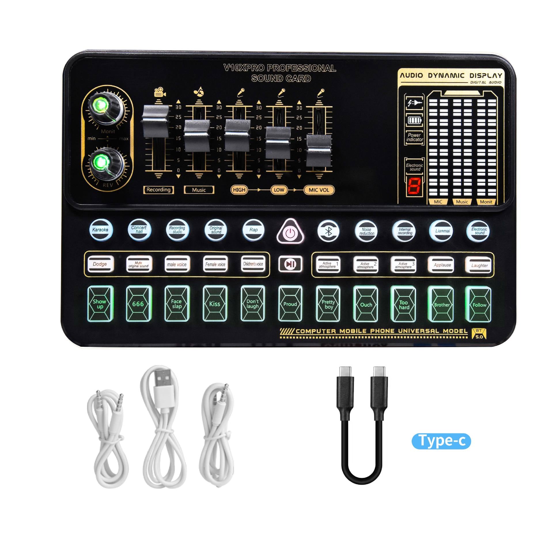 Live Broadcast Sound Card Set with Condenser Microphone