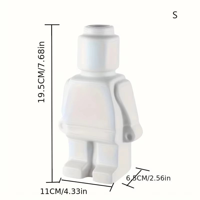 Nordic Style Ceramic Robot Vase Indoor Flower Pot Modern Home Interior Decoration White Goods Decoration Office Desk Decoration